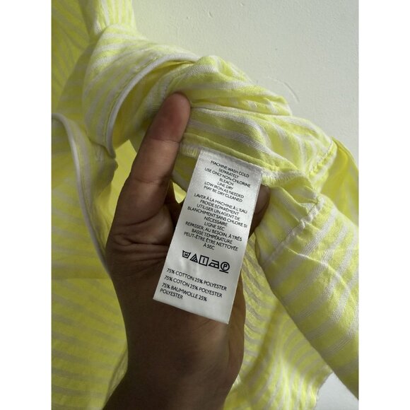 By Anthropologie Women's Yellow stripe Button-Front Halter Swing Blouse large - Picture 6 of 8